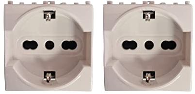 Presa Bipasso Schuko 2P+T 16A Bianco Compatibile CON Vimar Plana Colore Bianco (2, bianco)