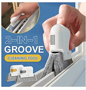 KOKSI 2-in-1 Groove Cleaning Brush Slot Cleaner Sponge for Doors, Windows, Gaps, Covers, Tiles, Bathroom, Kitchen
