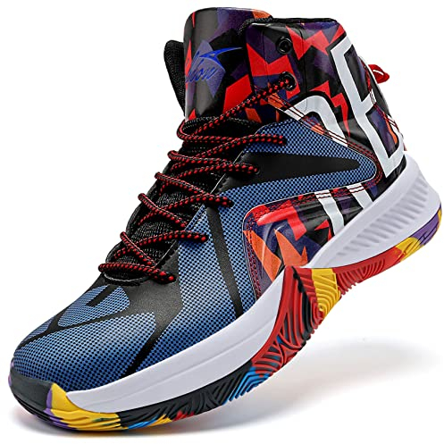 ASHION Herren Basketball Turnschuhe Leichte atmungsaktive High Top Sneaker Herren Laufen Anti-Rutsch Sport Athletiktrainer,Farbe,43EU