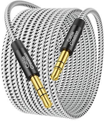 CableCreation 3.5mm Verlängerung Klinke, [6M/20FT] Stecker auf Stecker Stereo-Audiokabel, schlankes und weiches Kabel mit vergoldetem Stecker, für Smartphones, Tablets und MP3-Player und mehr, Grau