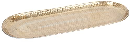 Bandeja oriental de aluminio Ilnur de 45 cm, bandeja de té marroquí en color dorado, bandeja de oro oriental (bandeja Ilnur dorado, ovalada 45 cm)