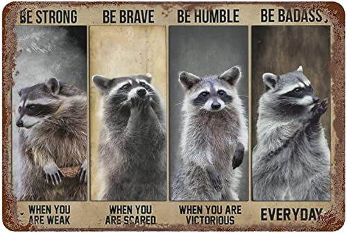 Waschbär-Dekor-Poster, Motivationszitat, Metall-Blechschild, Vintage-Waschbär-Wandkunst, Plakette für Zuhause, Büro, Schlafzimmer, Bar, 20,3 x 30,5 cm