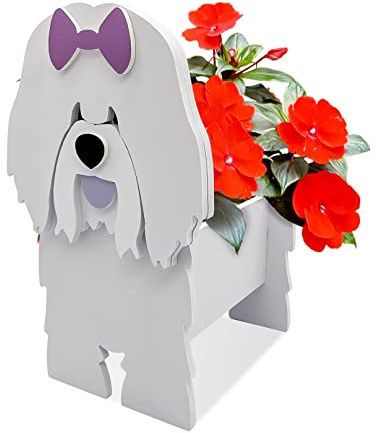 TTiiLoe Niedlicher Hunde-Pflanztopf, Coton de Tulear-Pflanztöpfe, PVC-Kräutergarten-Blumentöpfe, Cartoon-Pflanztopf für Hunde, Geschenke für Tierfreunde, 34x24cm/13.38x9.44in