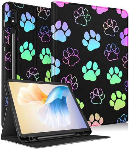 Uppuppy for Samsung Galaxy Tab S8 Plus/ S7 Plus/ S7 FE Case 12.4 Inch Women Cute Kids Girls Folio Kawaii Girly Boys Dog Paw Print Cover for Samsung Tablet S8 Plus 2022/ S7 Plus 2021/ S7 FE 5G Cases
