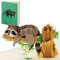 ioyounow Waschbär-Pop-Up-Karte, 15,2 x 30,5 cm, 3D-Popup-Waschbär-Karten-Design, attraktiv und bezaubernd, perfekt für Tierliebhaber, Geburtstagsgeschenkkarte für Mädchen und Jungen, Papiergeschenke