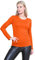 janisramone® Long Sleeve T Shirts Women, Plain Round Neck Breathable Basic Summer Tops for Women UK, Stretchy Slim Fitted Going Out Tops Neon Orange