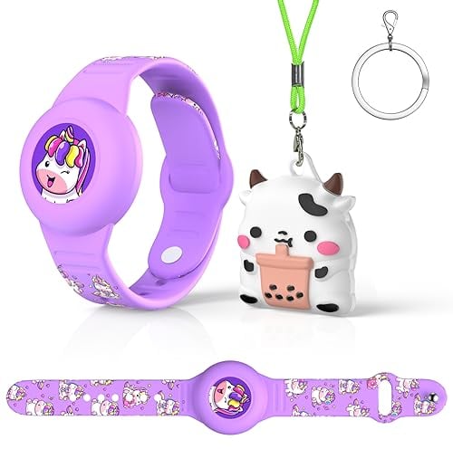 [2 Stück] Kompatibles AirTag Kinderarmband & Halskette， MOWYEOK wasserdichtes verstellbares Air Tag Armband für Kinder und versteckte Air Tag Halskette, Anti-verlorene GPS-Tracking-Hülle