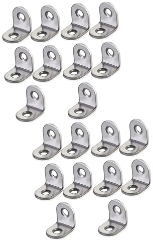 DOITOOL Möbelverbinder 20 Stk Spitze Klammern Winkelträger Rechte Spitze Klammer Silber 90-grad-winkelklammer 20 Mm Metallwinkel L-form Spitze Klammer Rostfreier Stahl Möbelbeschläge