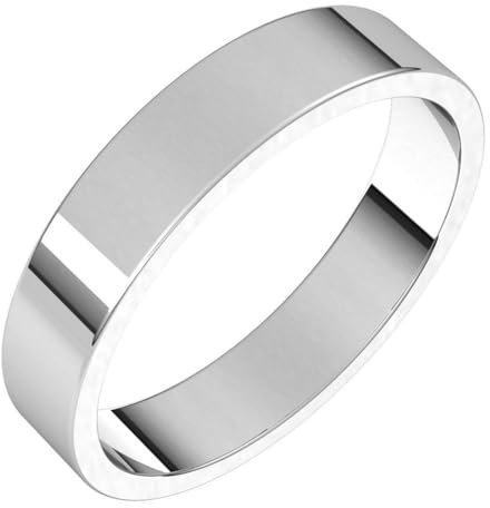 14 Karat Weißgold, 4 mm, flacher Bandring, US-Größe 9, Schmuck für Damen, One Size, Metall Weißgold Goldfarben Metall: Weißgold, Kein Edelstein