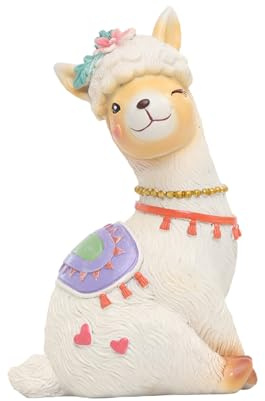 EXCEART Alpaka Deko Figur aus Kunstharz für Schlafzimmer und Büro | Beige, Tierförmig und Elegant, Kreative Wohnraumdeko, Sammelbare Akzentfigur für Regal, Schreibtisch