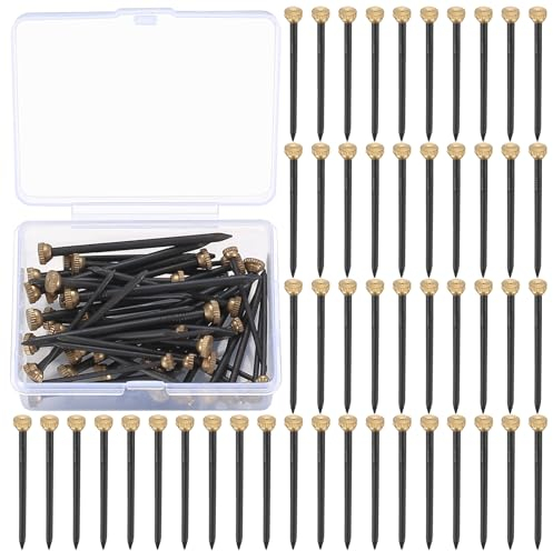 100 Pcs Brass Head Wall Pins, Picture Hanging Nails for Wood Working Panel