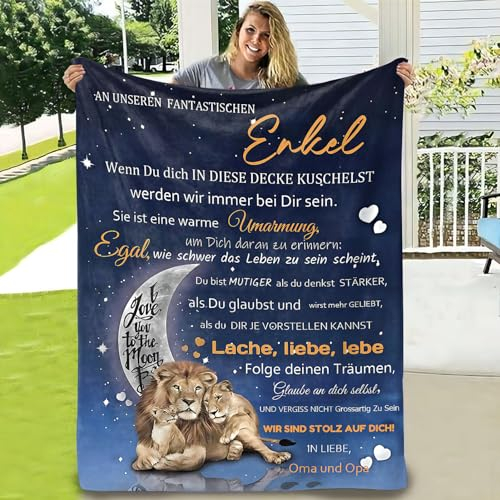 ARRITS Kuscheldecke für Meine Enkel von Oma Opa, Personalisierte Decke An Meine Enkelin, Luftpost Decke Positiv Ermutigen Sie Ihre Enkel, Großeltern Enkel Geschenk, Geburtstag sgeschenk für Enkel