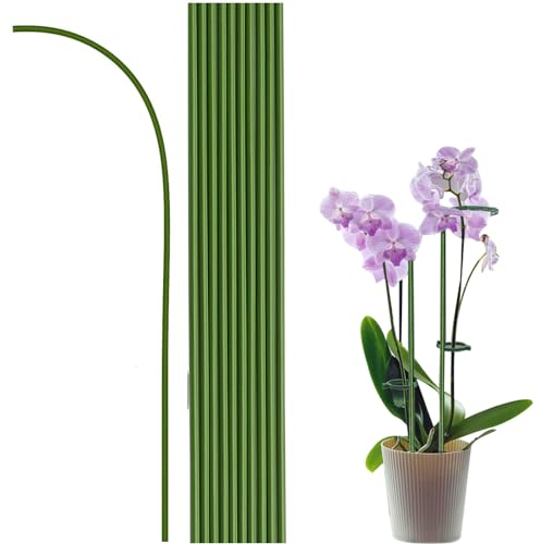 ALEEIK Pflanzenstab Metall Pflanzenstütze 20 Stück Pflanzenhalter Pflanzstäbe Grün Pflanzenhalter Orchideen Stäbe 40CM Blumenhalter Blumenstütze Stab für Kletterpflanzen