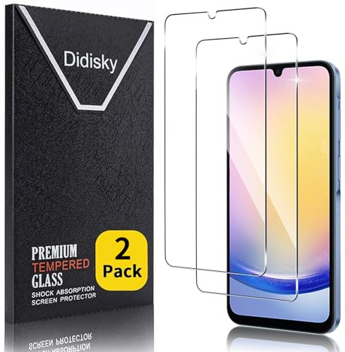 Didisky Lot de 2 Protecteur Verre Trempé pour Samsung Galaxy A25 5G 6,5, Film Protection écran, dureté 9H, Pas de Bulles, Haute définition