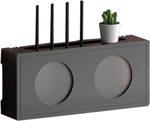 YAZGAN Aufbewahrungsbox für WLAN-Router aus Holz, wandmontiertes Organizer-Rack mit mattierter Acryltür für TV-Schrank, Medienkonsole, DVD, Set-Top-Box, Telefon, Fernbedienung, Wanddekoration, Schwarz