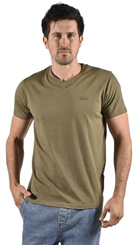 SCOTT T-Shirt Roche Uni en Coton Col V Manches Courtes