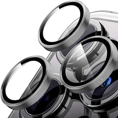 Muigi Camera Lens Protector for iPhone 15 Pro Max/15 Pro,[3+1Pack] HD Glass [Keep Original Shooting] Shatterproof 9H Tempered Glass Camera Screen Metal Ring Cover Film Accessories Natural Titanium