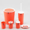 Bathroom Accessory Set 6 Pcs - Solid Color Plastic Bathroom Supplies Set, Toothbrush Holder/Cup Soap Dispenser Soap Dish Toilet Brush Waste Bin,For Washing,Orange,As Shown