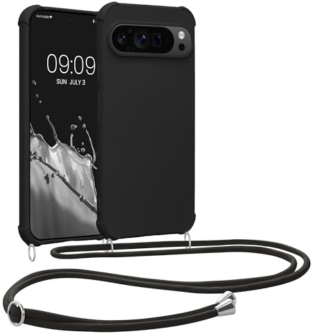 kwmobile Necklace Case kompatibel mit Google Pixel 9 Pro XL Hülle - Cover mit Kordel zum Umhängen - Silikon Schutzhülle Schwarz