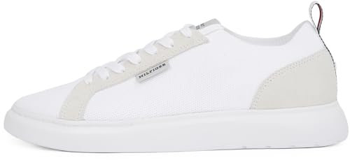 Tommy Hilfiger Sneaker con Suela Vulcanizada Hombre Light Knit Seasonal Elegante, Blanco (White), 43