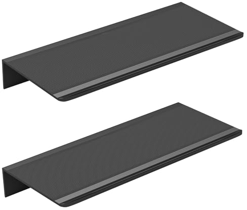 Wisfame Wandregal Metall, Schwarz Regal Wand 2er-Set, Wandregal Ohne Bohren, Badezimmer Duschregal, Display Wand Regale für die Dekoration von Schlafzimmer, Wohnzimmer, Flur (30 x 12CM)