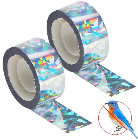 2 Rouleaux Anti Oiseaux Bande Répulsive 2,4 cm * 80 m Anti Pigeon Ruban Repulsif pour Oiseaux Ruban Réfléchissant Haute Visibilité Repulsif Pigeon pour Protéger Les Maisons, Jardins, Cours