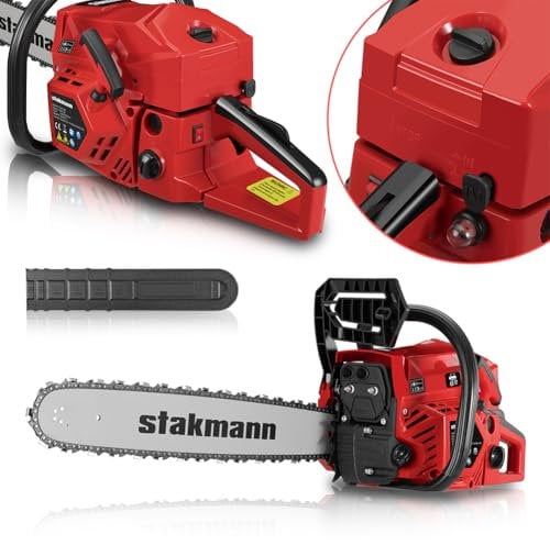 STAKMANN Motosega a Scoppio a 2 Tempi a Benzina Lama 50 cm, Easy Start e Interruttore di Sicurezza, Moto Sega da Giardino, Lavoro, Taglia Legna e Rami Preciso con Impugnatura Ergonomica (52 cc)