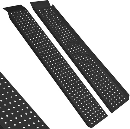 SUBTLETY 2er Laderampen Set Verzinkter Stahl Auffahrrampe mit rutschfeste Oberfläche 135cm Verladerampe Auffahrkeile für Motorrad Rasenmäher Rollstuhl Fahrrad Bordsteinrampe max. 400KG/Paar (Schwarz)