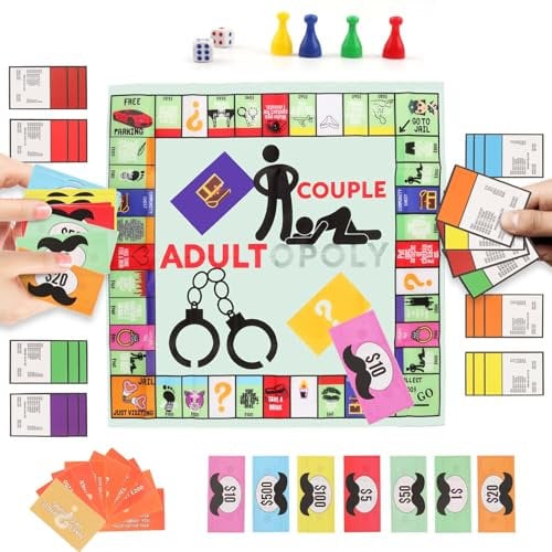 Adultopoly Brettspiel, Couple Board Game Paar Brettspiel Adultopoly Board Game Paarspiel Karten Requisiten für Paare