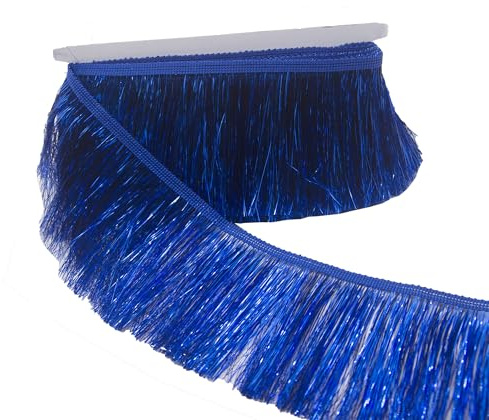 KUYLENT Lametta-Fransenborte aus glänzendem Lametta-Fransenborte für Tanzkostüm, Kleid, Bühnenkleidung, Party-Dekoration, DIY, Königsblau, 6,5 m