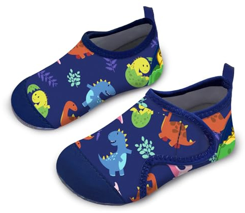 Kids Water Shoes Boys Toddles Baby Beach Shoes Swim Shoes Aqua Pool Swimming Socks Quick Dry Non-Slip for Children's Barefoot Shoes（Dinosaur Navy 34/35）