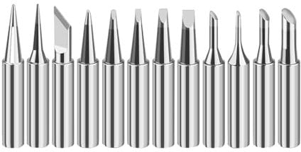 HUATEEN Soldering Iron Tips,12 PCS Temperature-Stable Soldering Iron Tips Set 900M Series Replacement Solder Heads for Stations/Guns (Multi-Size Kit for Welding & Electronics)