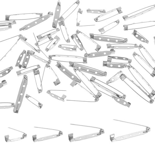 Anstecknadeln zum Basteln 60 Stück Broschennadeln Sicherheitsnadeln für Broschen Verschluss, Broschennadel Anstecknadeln für Kunsthandwerk Schmuckherstellung DIY Handwerk 20 25 32 40mm(Silber)