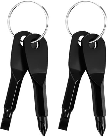 Juego de 4 llaveros de bolsillo, multiherramienta, cabeza plana y destornillador Phillips con llavero, mini destornillador portátil, llavero de reparación de viajes al aire libre, accesorios geniales