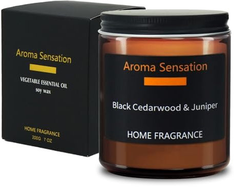 Zedar Duftkerze im Glas, 200g Natürliche Sojakerze mit 80 Std Lange Brenndauer, Kerze Geschenk für Männer Frauen, Aromatherapie Kerze für Hause Raumduft, 8% ätherisches Öl, Weihnachten Scented Candle