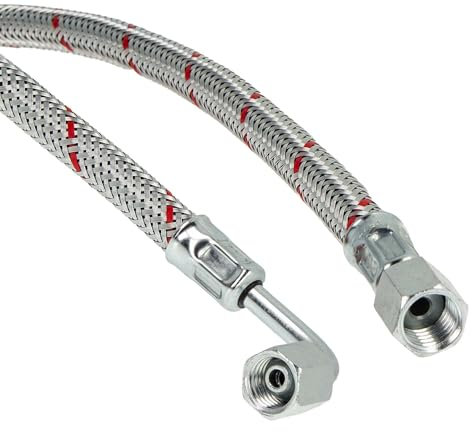 tecuro Ölschlauch 1000 mm x M12x1,5 x M121,5 Überwurfmutter (DN8), konisch dichtend, einseitig Rohrbogen 90°