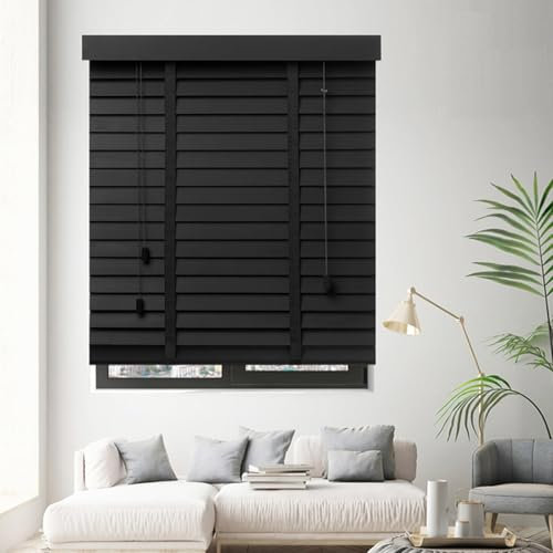 Wooden Venetian Blinds with 50mm Wide Slats for Windows and Doors Privacy Curtains for Interior and Exterior Easy to Install 28x79in