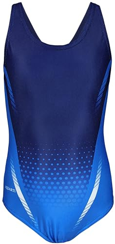 Aquarti Mädchen Badeanzug – Chlorresistenter Sport Badeanzug Mädchen mit Muscleback, Farbe: EP2274c4 Blau, Größe: 164