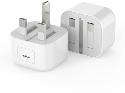 2Pack iPhone Charger Plug, 20W Super Quick Charging, Mfi Certified USB C Fast Wall Charger for iPhone 17/16/16 Plus/16 Pro/16 Pro Max/15/14/13/12/11/SE/XS/XR/8/7/iPad Air/AirPods, Type-C Power Adapter