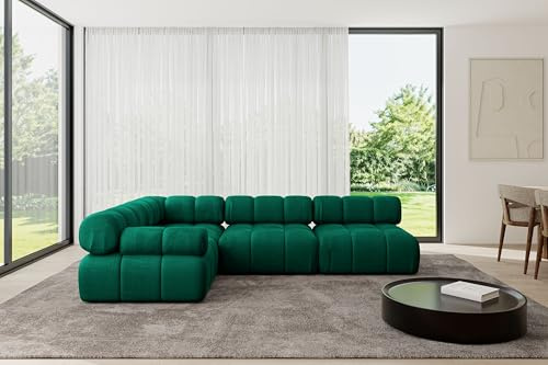 ALTDECOR Modulares Sofa Ecksofa in L-Form Corner modular Sofa Eckcouch Couch Wohnlandschaft Cauchsofa Polstersofa Mende-L2-285x190x70 cm Dunkelgrün