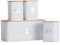 EHC Set of 4 Tea, Sugar, Coffee & Bread Bin Canisters Set, Kitchen Storage Jars with Lids, Containers Canisters Jars Set of 4, White