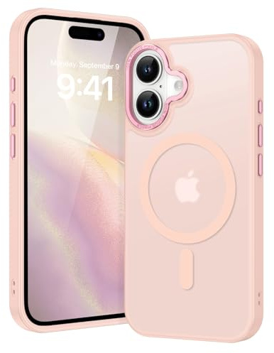 GUAGUA Coque pour iPhone 17 Compatible avec MagSafe Protection Antichoc Qualité Militaire Dos Anti Rayures Étui Housse Arrière Translucide Givrée Anti-Empreintes Digitales - 6.3'' (Rose)