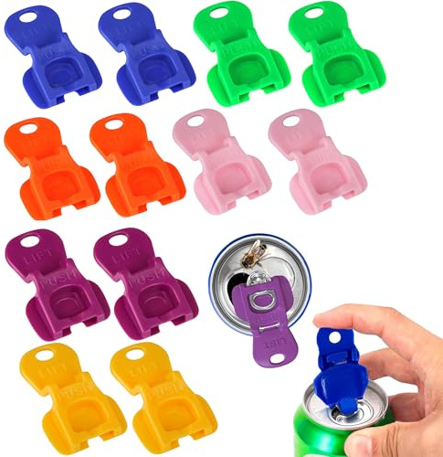 12 Stück Dosenöffner und Getränkeschutz, Neu Getränkedosenöffner, Getränkedosen Verschluss Einfacher, Manueller Einfacher Öffner, für Bier Soda Getränke Kinder ältere (Bunt)