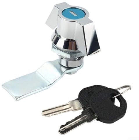 Industrielles Nockenschloss für Verteilerkasten, Schaltschrank, Metallbox, Netzwerkschrank und Aktenschrank, Zinklegierung oder Edelstahlkonstruktion mit Einsteckzylinder (Silber)