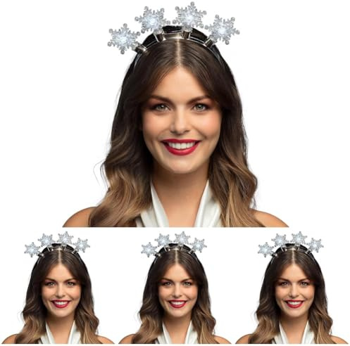 Boland 13303 - LED Tiara Schneeflocken, Haarreif mit Beleuchtung, Zubehör für Kostüme, Accessoire für Mottoparty, Fasching und JGA