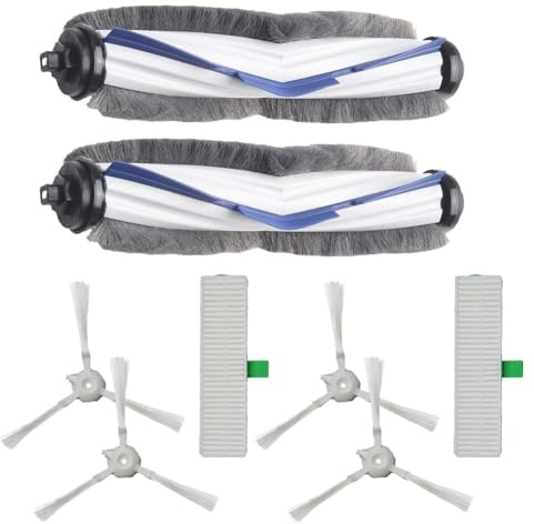 FUANA Seitenbürste und Filter Kit für Roventa ZR740003, kompatibel mit Explorer 60, RR7427, RR7447 Roboterstaubsauger, 2 Filter + 4 Seitenbürsten + 2 Rollbürsten