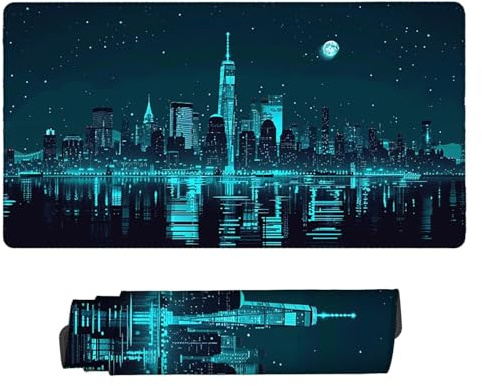 Alfombrilla Raton Ordenador Grande Gaming Mouse Pad XXL 1000x500mm, Impermeable Antideslizante, alfombrilla escritorio con Base de Caucho para Gamers, PC y Portátil - (Vista nocturna de la ciudad) b89