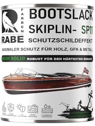 RABE Bootslack Seidenmatt Skiplin SP11 High Solid 1K Yachtlack für Holz Metall GFK Boot Versiegelung Farbe (1, Weiß - RAL 9010, 500ml.)