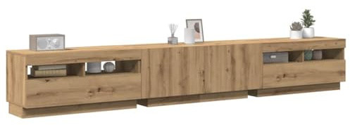 Emmtore Mueble de TV Luces LED Madera Roble Artisan 260x35x40 cm