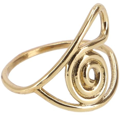 GURU SHOP Filigraner Messing Modeschmuck Ring mit Spiralmotiv, Unisex | Elegantes Design mit fließenden Linien, abgerundete Form, vielseitig kombinierbar, ideal für jeden Anlass.